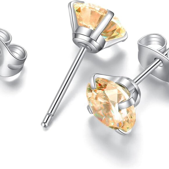 Perfect Gift: 6 Pairs of Hypoallergenic CZ Earrings - 3-8mm in Premium Steel - Picture 5 of 8